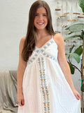 Embroidered Sweetheart Midi Dress