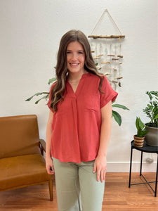 Rose Lightweight Pocket Blouse
