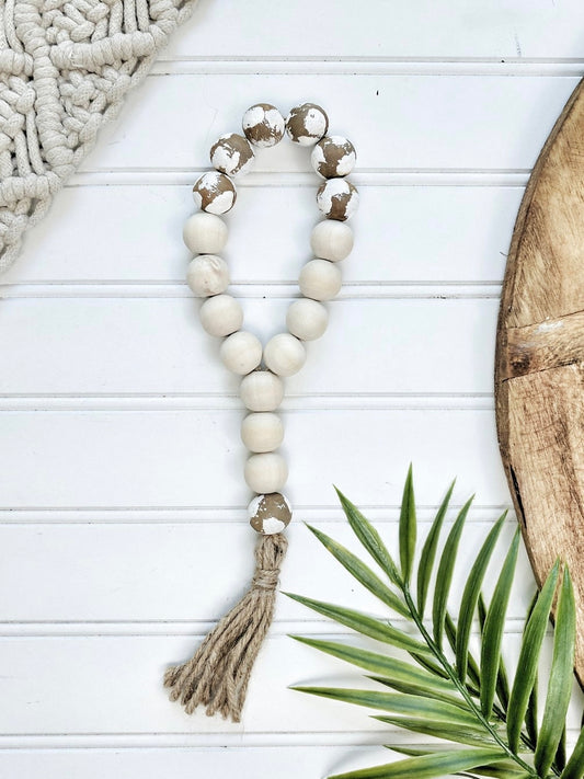 Raw Wood and Chippy White  Bead Loop - Terra Cottage