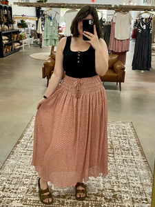 Mauve Floral Midi Skirt