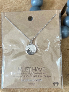 Silver Etched Circle Mountain Necklace