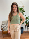 Sage Crochet Knit Tank Top