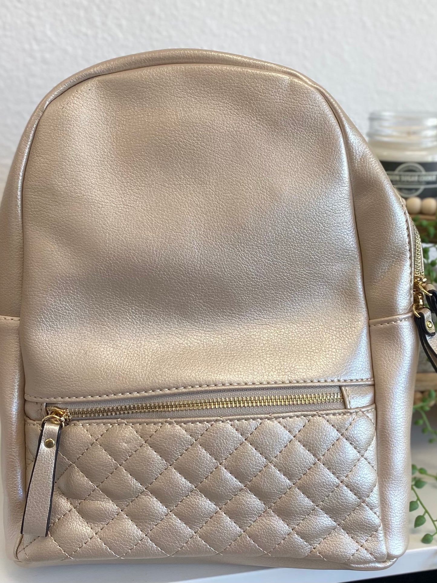 Champagne Quilted Backpack