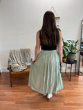 Sage Pleated Midi Skirt