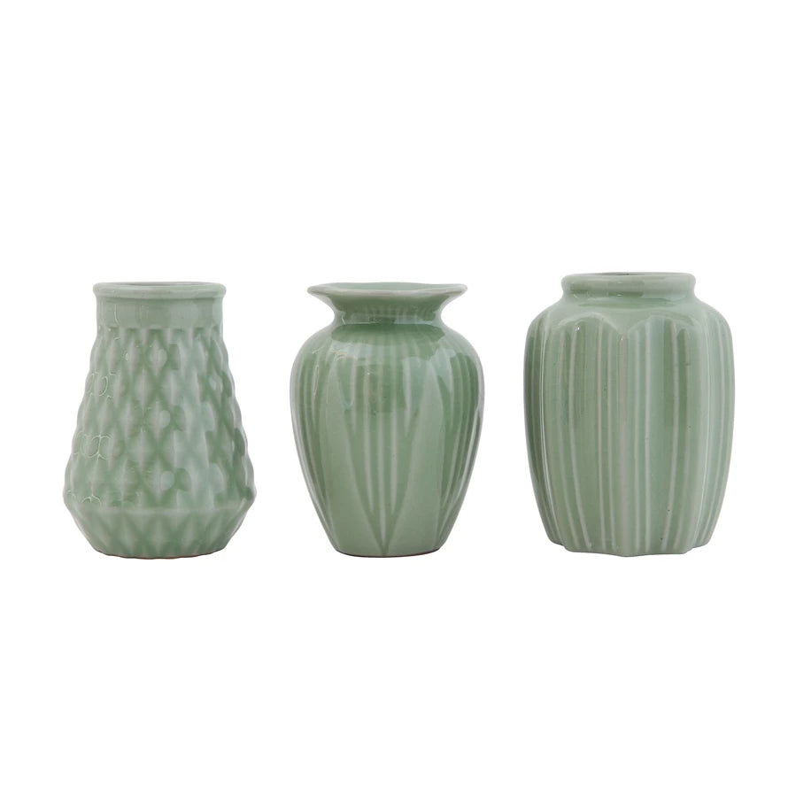 Jade Crackle Stoneware Vases