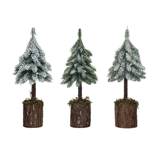 Frosted Trees with Wood Moss Base