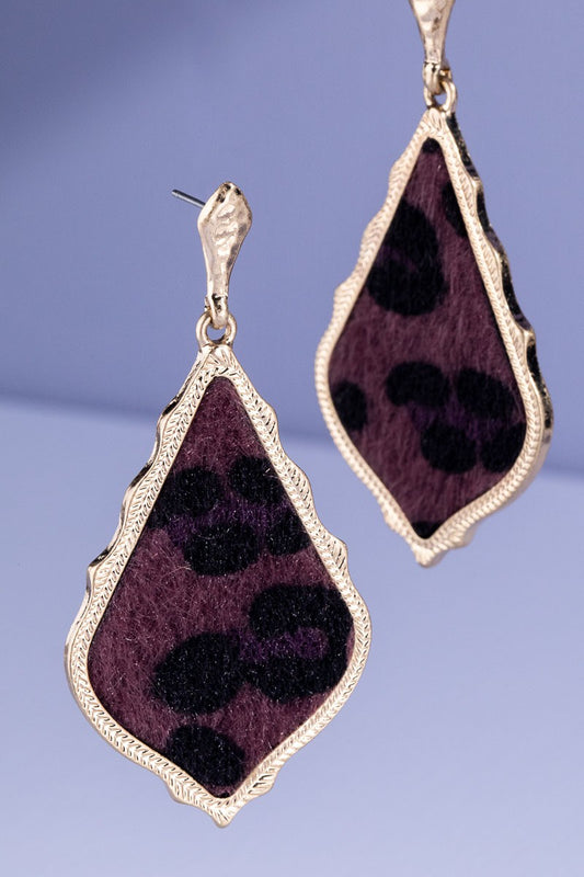 Purple Leopard Metal Teardrop