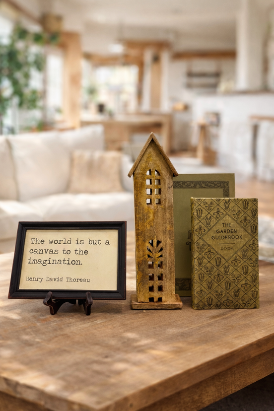 Carved Mango Wood House - Terra Cottage