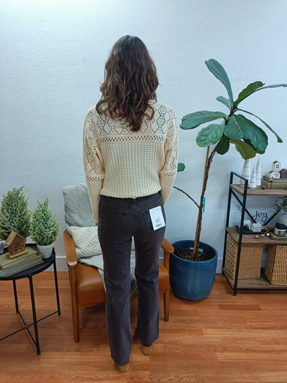 Mica Dark Brown Straight Leg Jeans