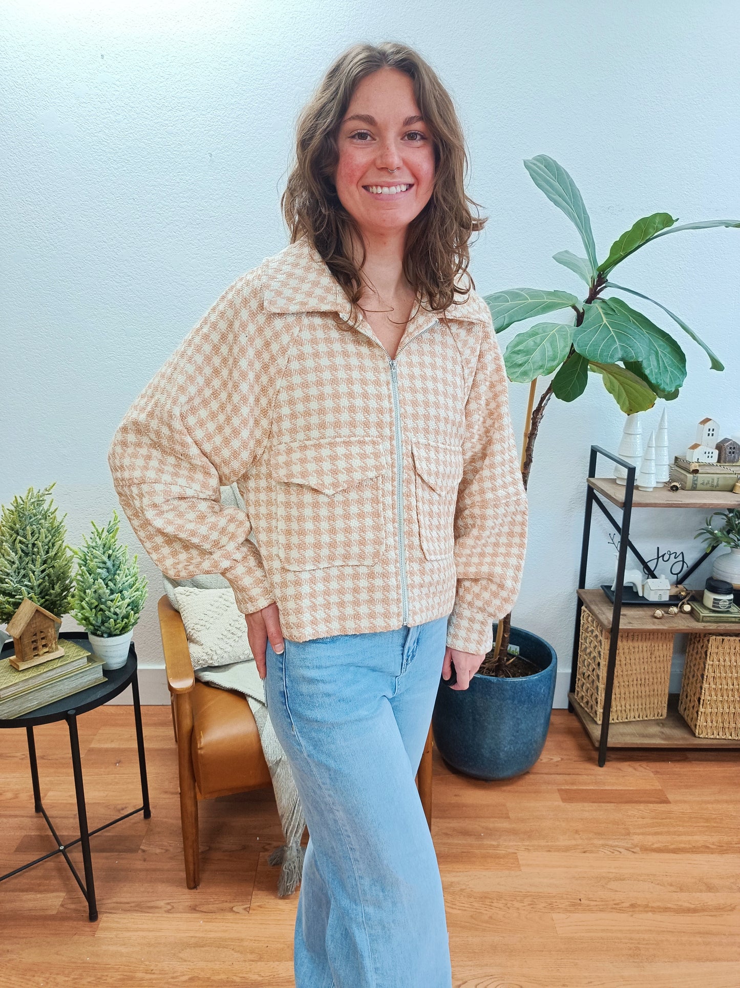 Tweed Cropped Zip Jacket