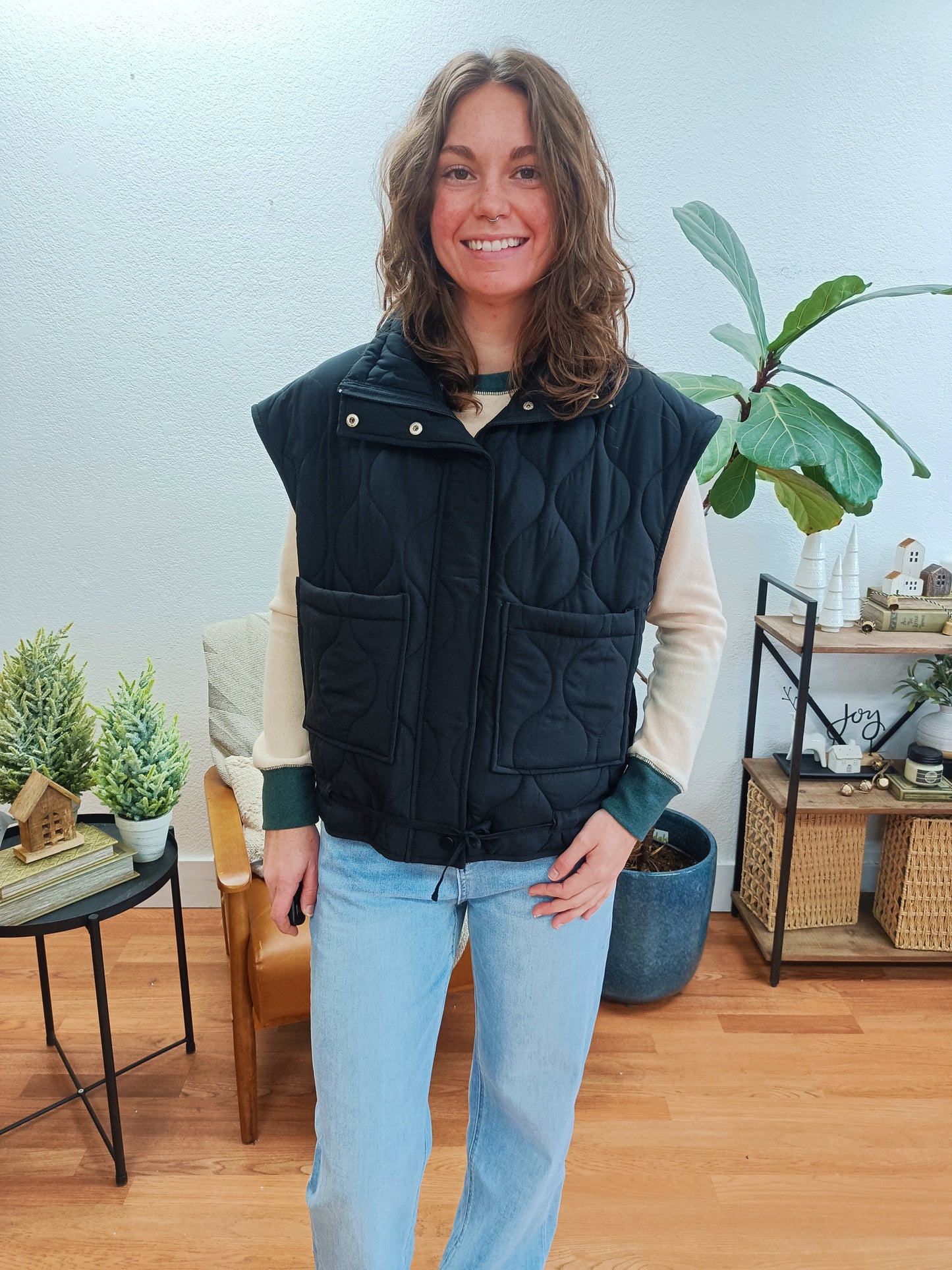 Button Front Relaxed Vest