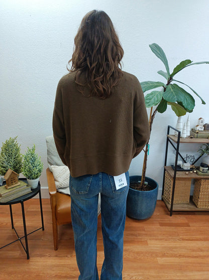 Brown Cropped Cardigan