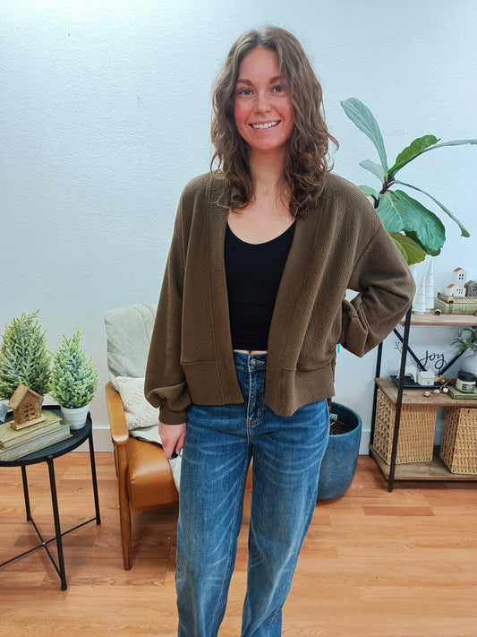 Brown Cropped Cardigan