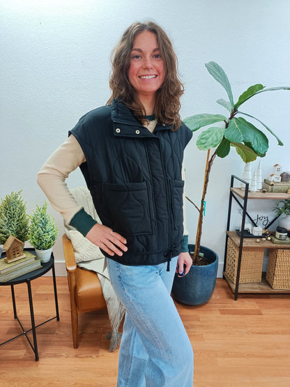 Button Front Relaxed Vest