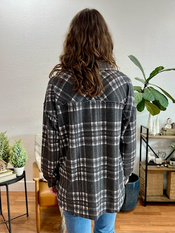 Black Plaid Cozy Shacket