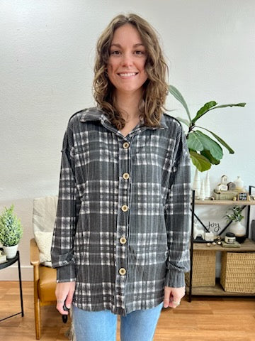 Black Plaid Cozy Shacket