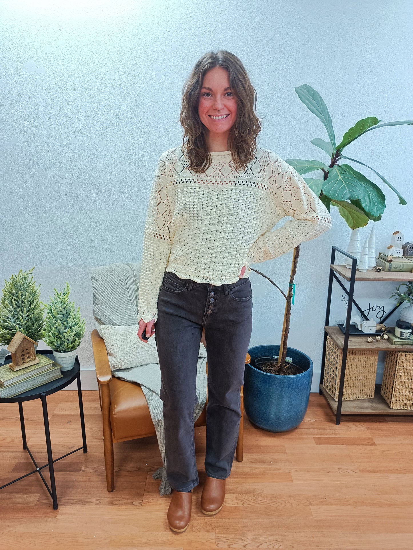 Mica Dark Brown Straight Leg Jeans