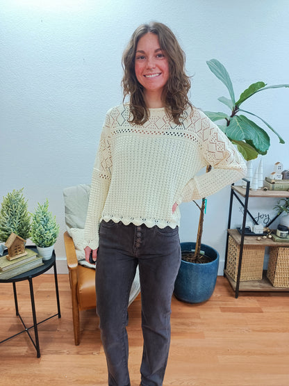 Ivory Knit Lace Top