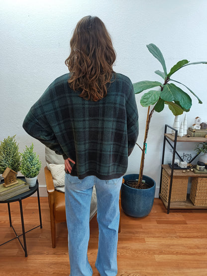 Hunter Green Plaid Pullover Sweater