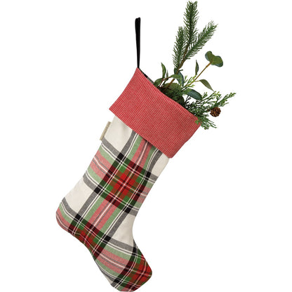 Cream Plaid Stocking