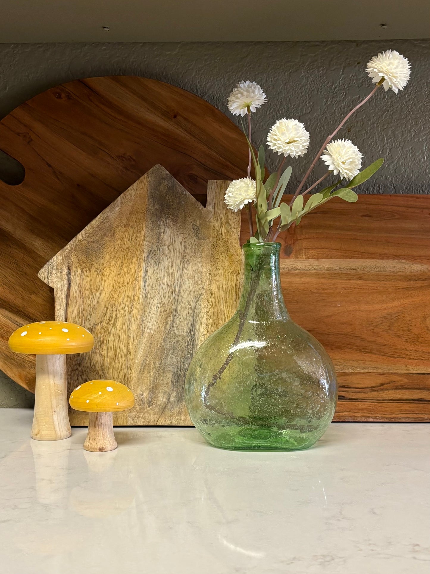 Sunny Kitchen - Green Vase + Yellow Mushrooms