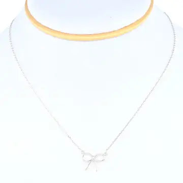 Thin Wire Bow Ribbon Necklace