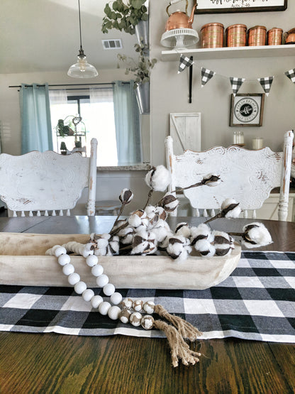 White and Chippy White  Bead Garland - Terra Cottage