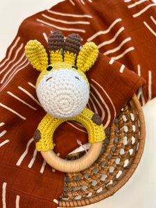 Giraffe Crochet Baby Rattle