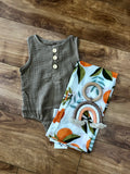 Khaki Henley Baby Romper