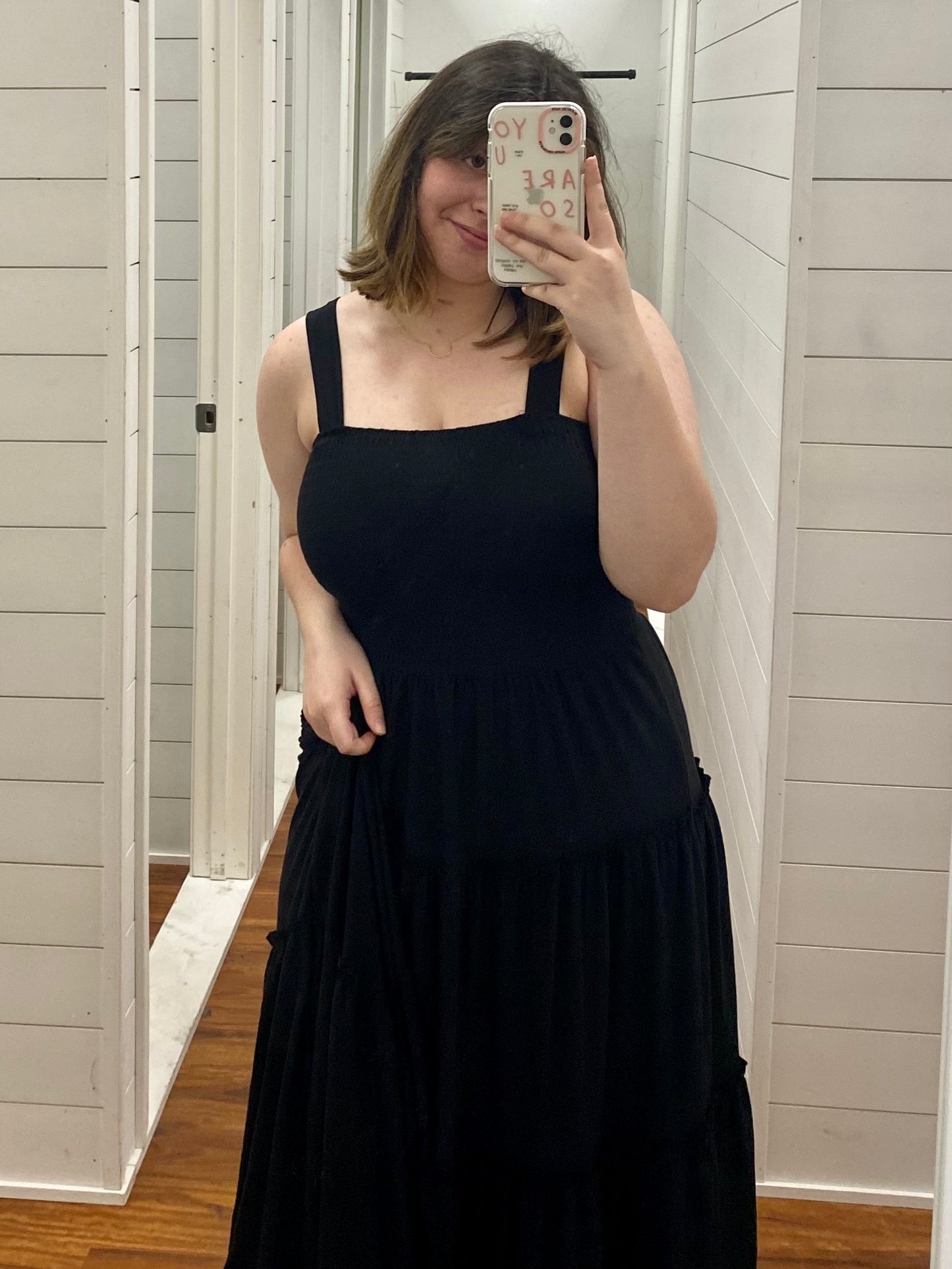 Black Smocked Tiered Maxi Dress