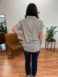 Black Classic Stripe Short Sleeve Top