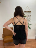 Black Crochet Ruffle Cami