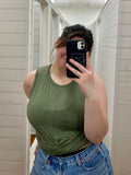 Sage Twist Front Crop Tank