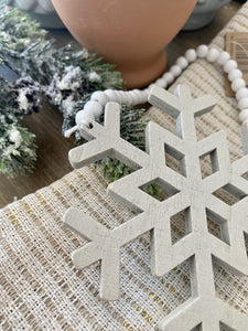 Wooden Snowflake Beaded Ornament