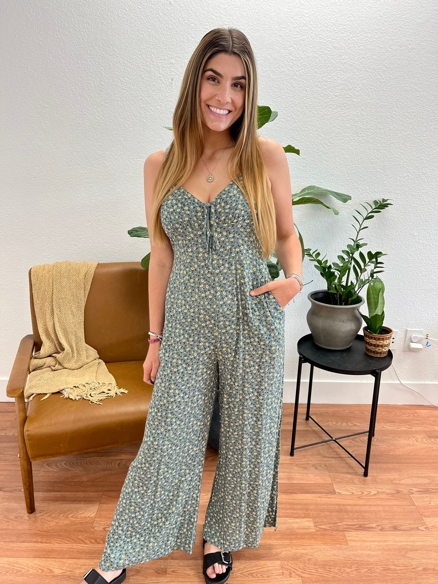 Tiny Floral Wide Leg Jumpsuit