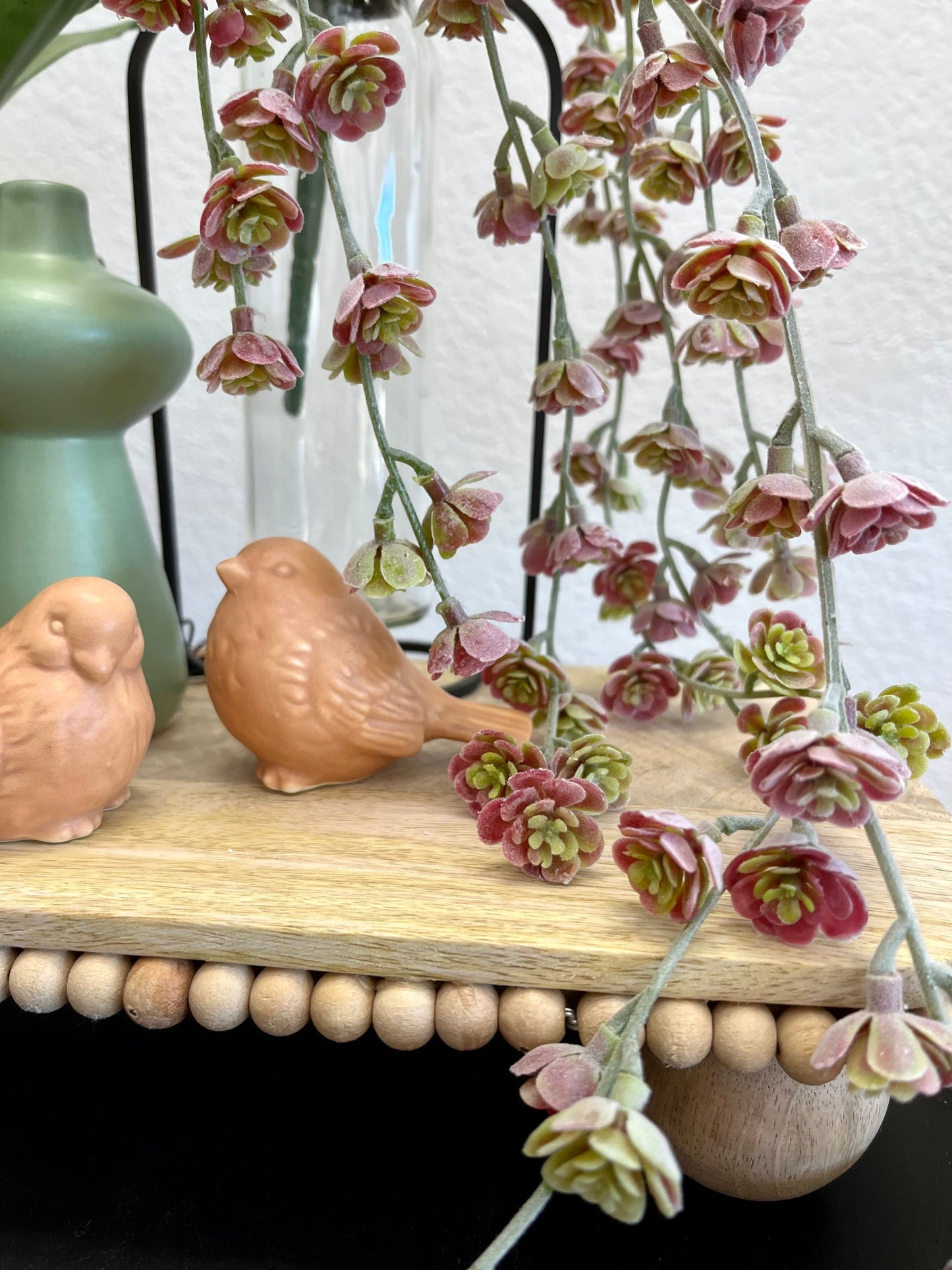 Beaded Mango Wood Pedestal Stand