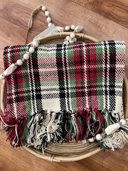 Cream Plaid Throw Blanket Terra Cottage