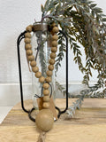 Pine Bead Loop With Jute Tassel