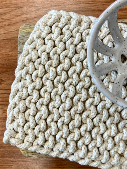 Crocheted Pot Holder - Eggshell