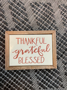 Grateful Thankful Blessed Mini Box Sign