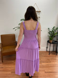 Lavender Smocked Tiered Maxi Dress