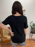 Black Raw Edge Pocket Tee