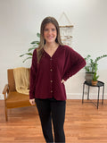 Merlot Cozy Fleece Cardigan