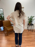 Khaki Classic Stripe Short Sleeve Top