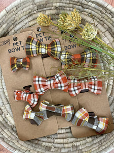 Fall Plaid Pet Bow Ties Set