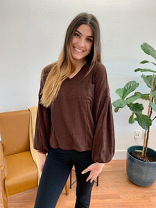 Dark Chocolate Balloon Sleeve Top