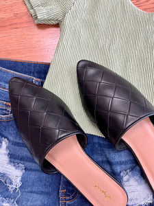 Black Pointed Toe Mules
