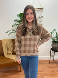 Mocha Plaid Collared Sweater