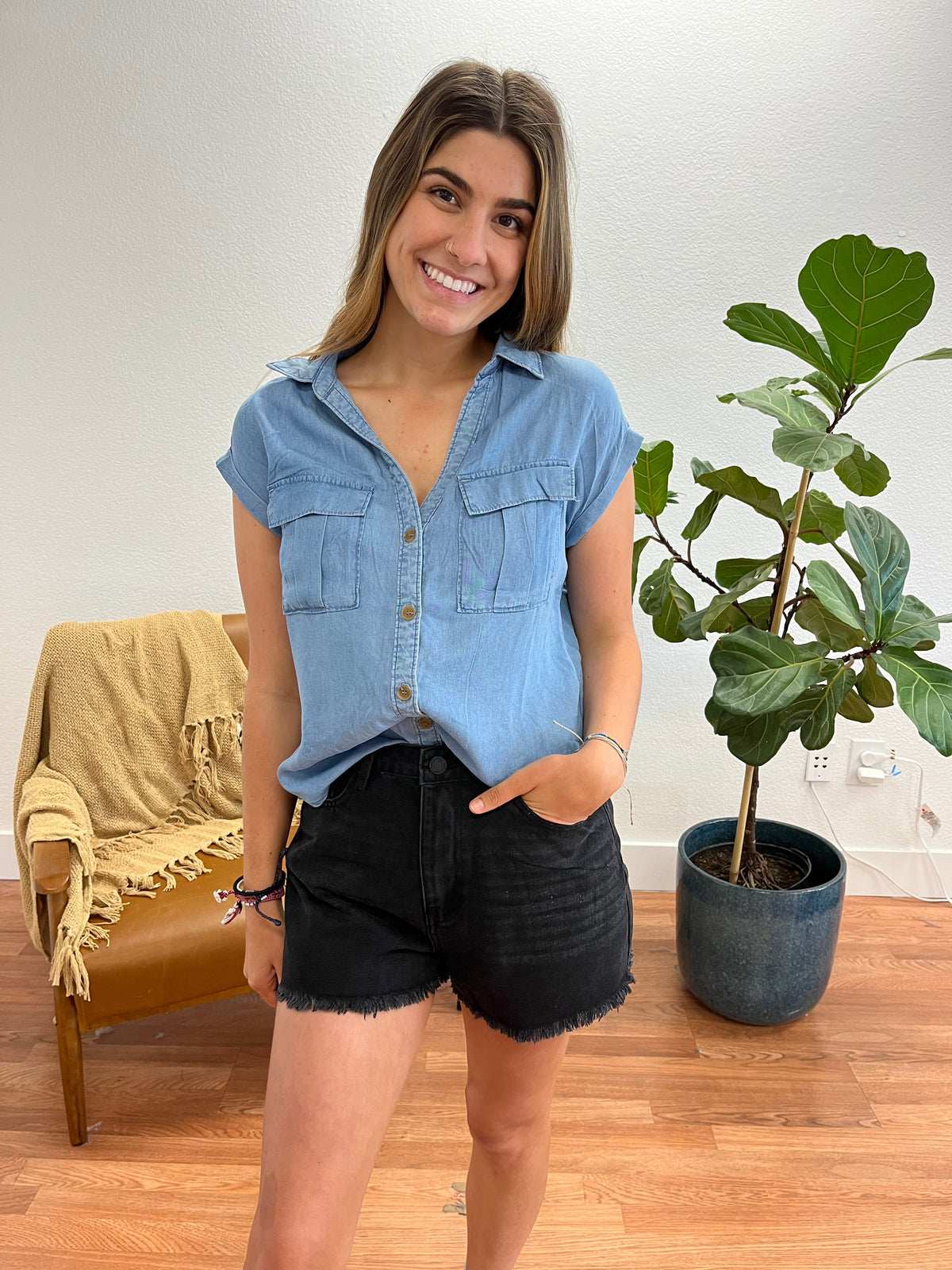 Chambray Dolman Tencel Top