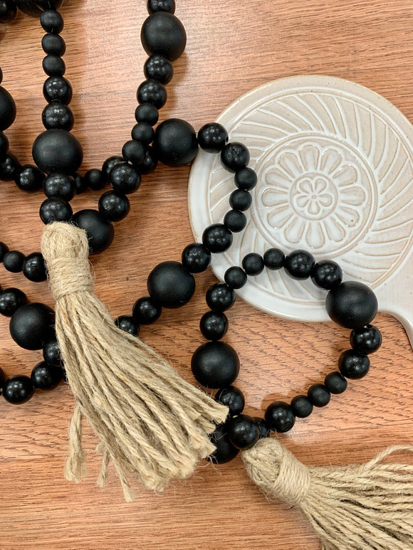 Black Long Boho Bead Garland